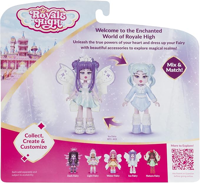 Royale High 3” Ice Fairy Fashion Doll - 1 Figure with 9 Fashion Accessories - Virtual Item Code Included - Series 2 - Ages 5+