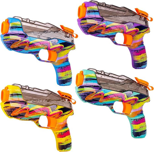 4 Pack Water Gun for Kids Adults, Watercolor Squirt Gun with Trigger, Long Range Water Pistol, Super Water Blaster Soaker Toys for Outdoor Play, Pool, Beach, Yard, Summer Party