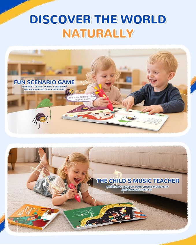 KOKODI Talking Books, 2Pcs Nursery Rhyme Books Interactive Audio Sound Books, Compatible with KOKODI Talking Pen (Nursery Rhyme Books Only, No Pen)