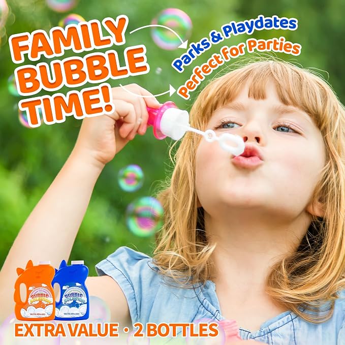Concentrated Bubble Solution Bulk Refill for Bubble Machines, 70 oz (up to 5 Gallon), Concentrated Liquid for Kids, Giant Wands, Blower, Birthday Party Favors