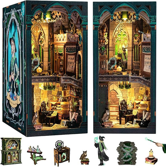 CUTEBEE Book Nook Kit, DIY Booknook Miniature House Tiny House 3D Wooden Puzzle Dollhouse Kit for Adults and Teens, Bookshelf Insert Decor, DIY Craft Gift Model Build