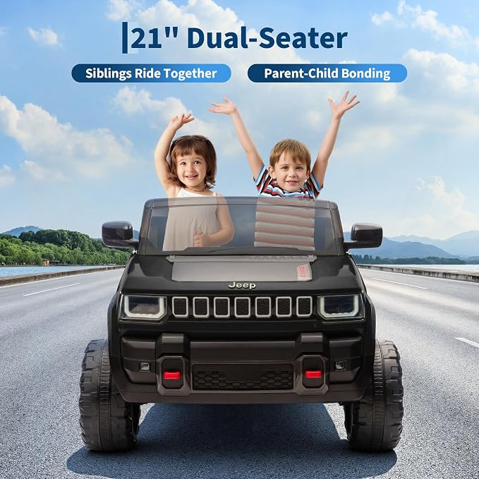 Garvee 24v Licensed Kids Ride on Car, 2 Seater Electric Truck for Big Kids with Parent Remote Control, 3 Speeds, Bluetooth Music, LED Lights for Ages 3-8