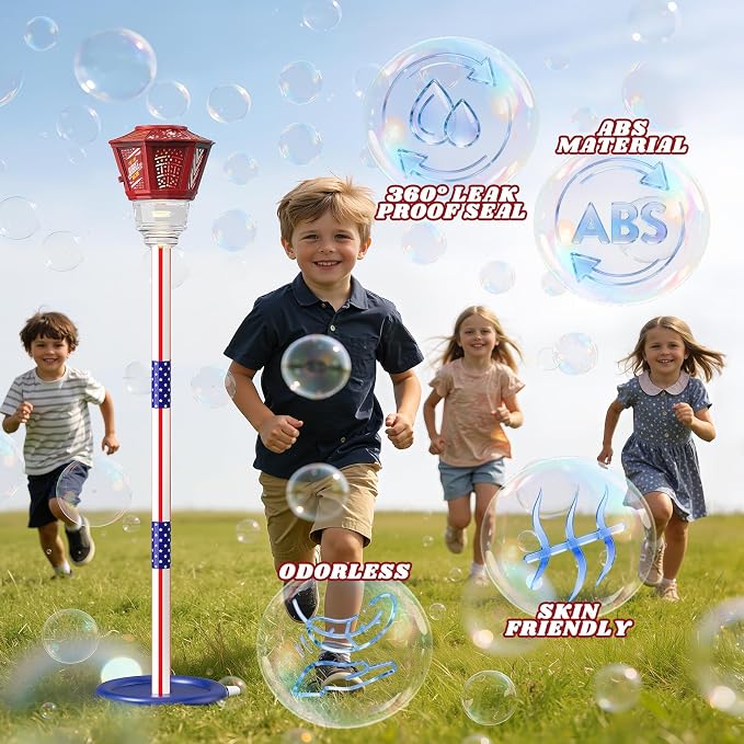 Bubble Machine for Kids Bubble Blower Maker with Lights and Music Automatic Bubble Stand Machine for Parties Birthday Wedding Toddlers Kid Summer Outdoor Toys (Red)