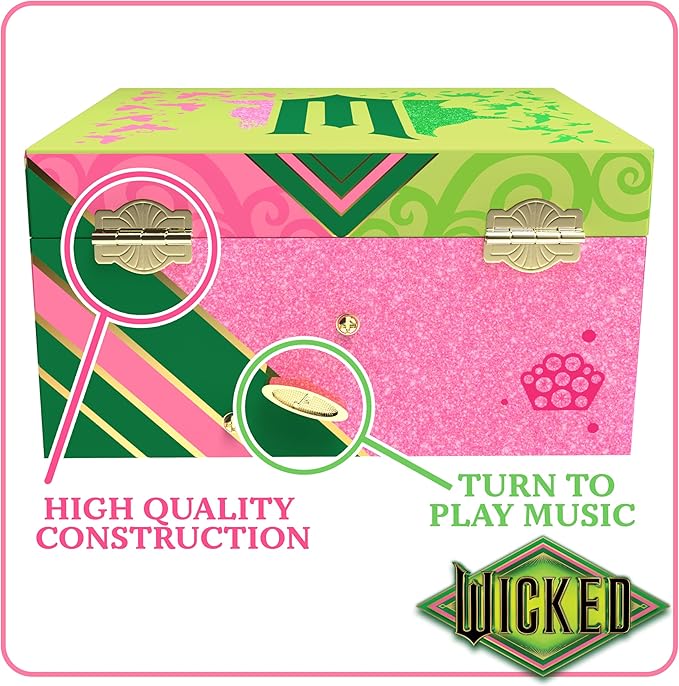 Wicked Jewelry Box for Girls - Musical Jewelry Box with Spinning Figurine, Wicked Toys for Kids Ages 3-5