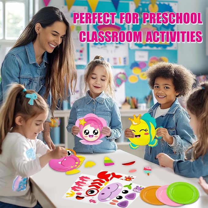 16 Pack Arts and Crafts for Kids, Toddler Crafts Animal Paper Plate Art Kit Gift for 3 4 5 6 Year Old Boys Girls DIY Kids for Birthday Party Favor Preschool Classroom Party Games