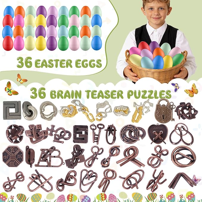 36 Pcs Brain Teaser Puzzles for Adults Teens - Metal Puzzles 3D Puzzle Game Toys for Adults Teens - Unlock Interlocking Puzzle Adult IQ Education Smart Toys