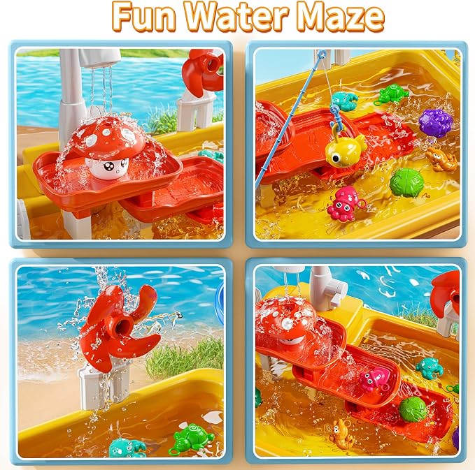 JUKUDAHU Water Table for Toddlers 1-3 - Outdoor Toys with Electrical Water Pump, Kitchen Play Sink with Running Water for Kids Ages 4-8, Fishing Toy, Sensory Activity Pool Toys Gifts for Boys Girls