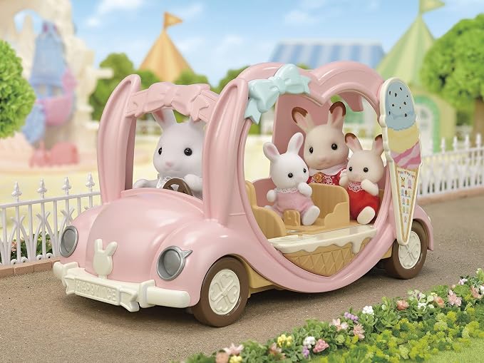 Calico Critters - Ice Cream Van - Calico Land Amusement Series – Kids Pretend Play Toy, Miniature Vehicle & Accessories Set, Ages 3+