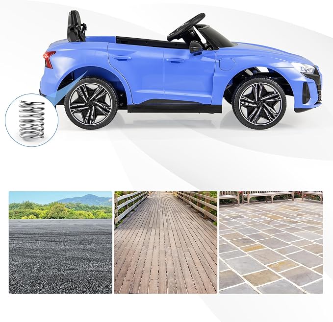 INFANS 12V Kids Ride On Car, Licensed Audi RS e-tron GT Electric Vehicle with Remote Control, Toddlers Battery Powered Toy with 4 Wheels Suspension, LED Headlight, Music, MP3, USB, TF Port (Blue)