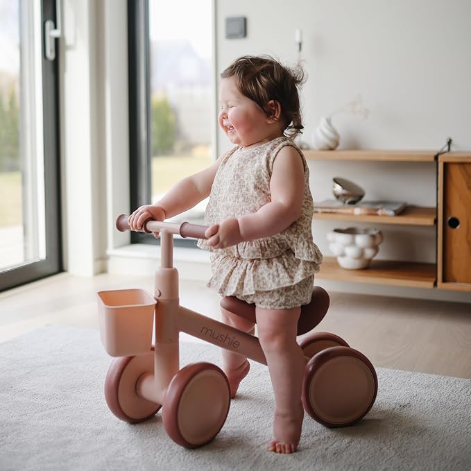 mushie Mini Toddler Bike (Blush) | 12-24 Months | 4 Wheels First Balance Bike