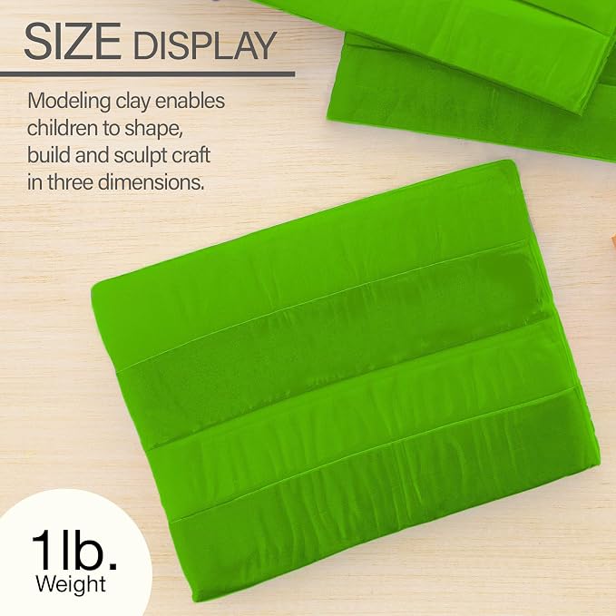 BAZIC Products 1 lb Green Modeling Clay, for School Office Home, Case of 24