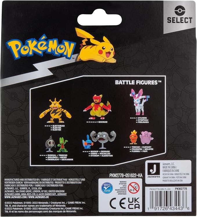 Pokemon Select Evolution 3 Pack - Features 2-Inch Pichu and Pikachu and 3-Inch Raichu Battle Figures