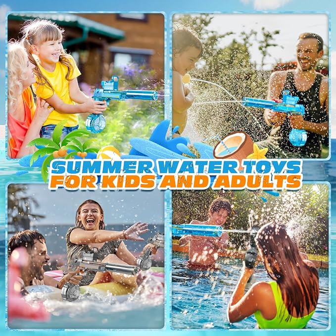 Electric Water Gun for Adults and Kids, Automatic Squirt Gun, Battery Powered Water Pistol with Light-Up Muzzle, 26-32 FT Long Range, Summer Outdoor Beach Pool Party Toy Gift