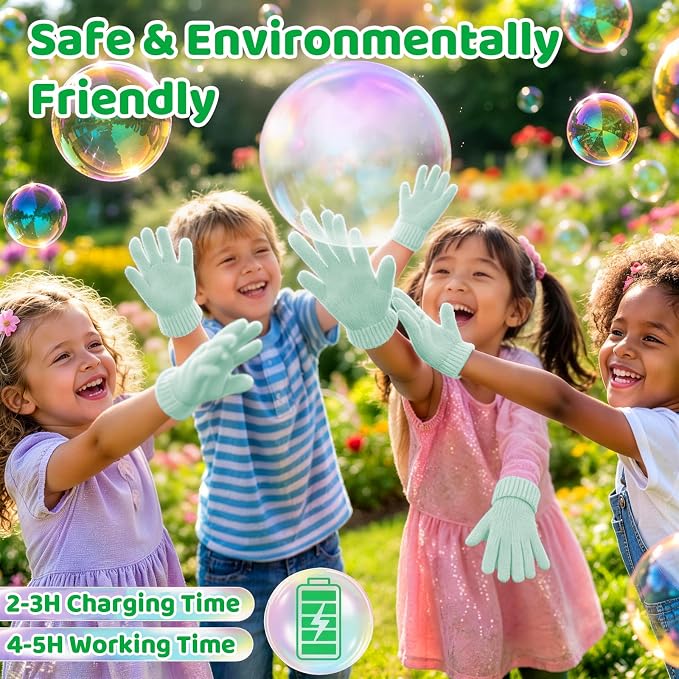 Fog Bubble Machine, Smoke Bubble Wand Machine Rechargeable with Lights & Sound Fog Game for Parties, Beaches, Summe (Green)