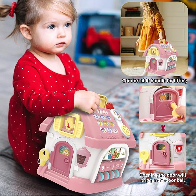 Ming You Montessori Toys for 1.5+ Year Old Girl Gifts - 8-in-1 Musical Learning House Baby Toy, Toddler Toys Age 18M+ Girls Educational Birthday Gifts