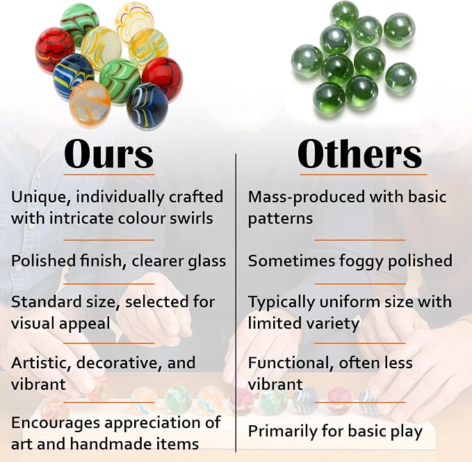 ARSUK Large Glass Shooter Marbles for Decoration 25mm/1 inch 10pcs Assorted Colour Marble Game, Marble Run Accessories Learning and Recreational, Sports & Outdoor Play (10pcs Handmade Marbles)