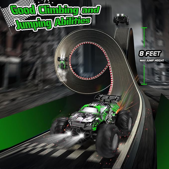 Remote Control Car, All-Terrain Remote Control Car for Boys, Rechargeable Rc Truck with LED, 1:20, 10KM/H, 2 Motors, 2.4GHZ, Speed Friendly, Sturdy, Rc Cars for Christmas, Kids, Beginner