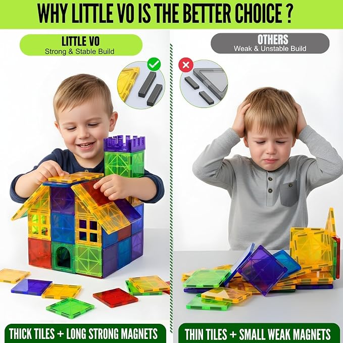 Magnetic Tiles Set 180 PCS with 2 Cars Bases, STEM Educational Magnet Toys for Kids Ages 3-12, Magnetics for Kids & Preschool, Creative Magnetic Building Toys for Boys & Girls