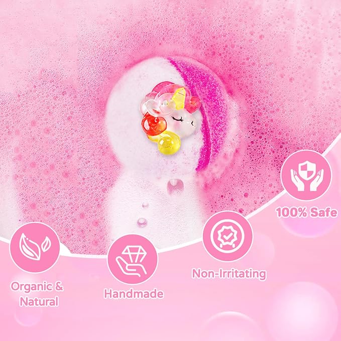 Bath Bombs for Kids with Surprise Inside, 24 Pack Kids Bath Bombs with Toys Inside Gift Set, Kid Bubble Bath Fizzy for Girls Boys with Bath Toys (Pink Edition)