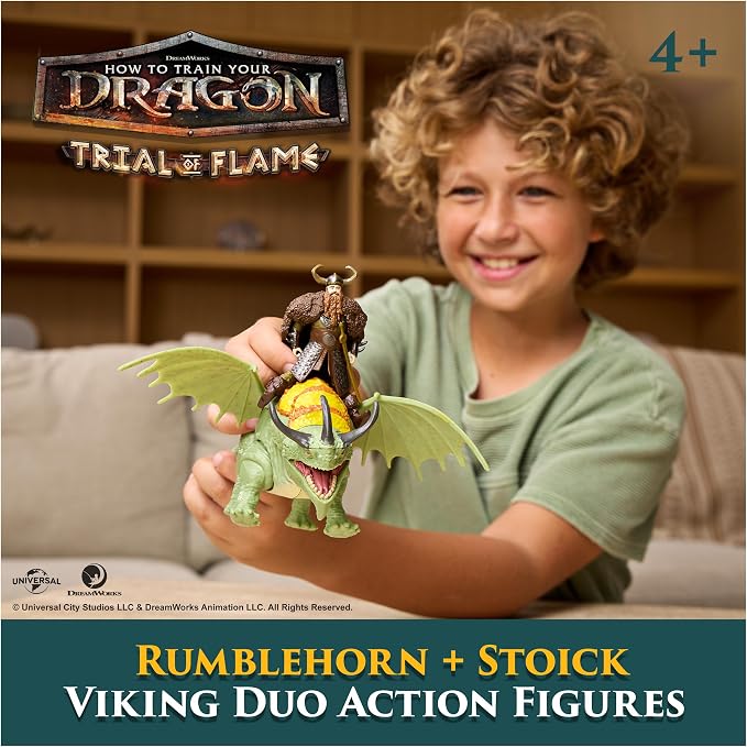 Dreamworks Dragons, How to Train Your Dragon, Rumblehorn & Stoick, Viking Duo Action Figures, Kids Toys for Boys Ages 4 and up