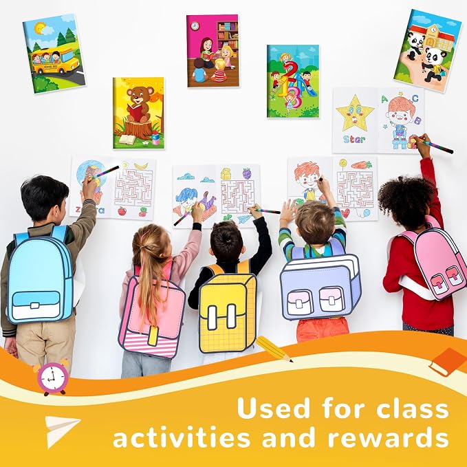 BenLouis 24 Preschool Kindergarten Mini Coloring Books Kids with 24 Stacking Crayons Graduation Party Favors Activity Books Bulk for Kids Birthday Return Goodie Bag Gift Stuffer Classroom Reward