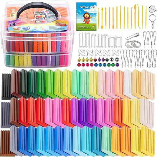 CiaraQ 50-Color Polymer Clay Oven Bake Modeling Kit for Kids & Artists | Non-sticky & non-toxic. 2.8 lb. With sculpting tools. Classroom & Home Use. Fun gift for Children & artists. Ages 4+.