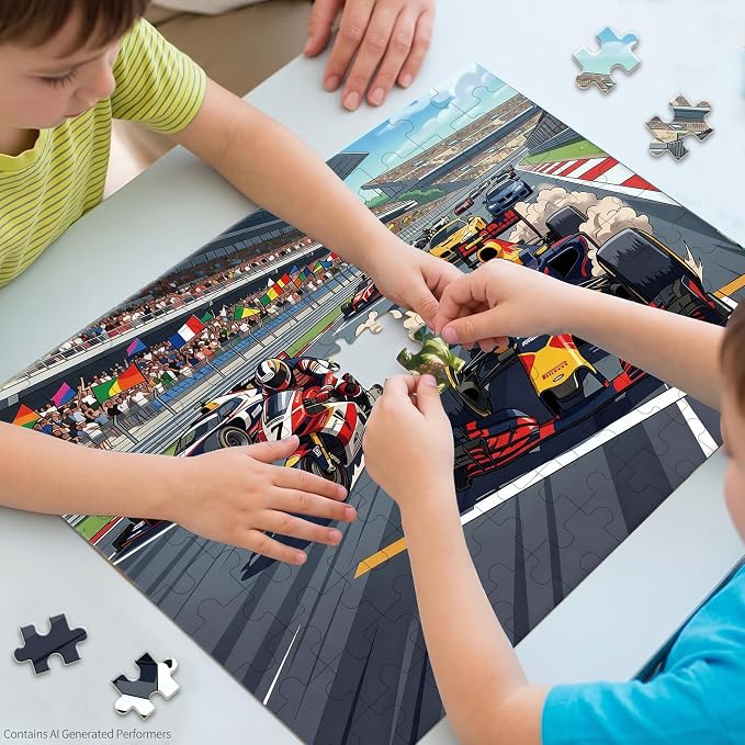 100 Pieces Puzzles for Kids Ages 4-8, Racing Educational Kids 100 Piece Puzzle, Children Jigsaw Puzzles Kids Puzzles, Educational Learning Puzzle Toys for Girls and Boys