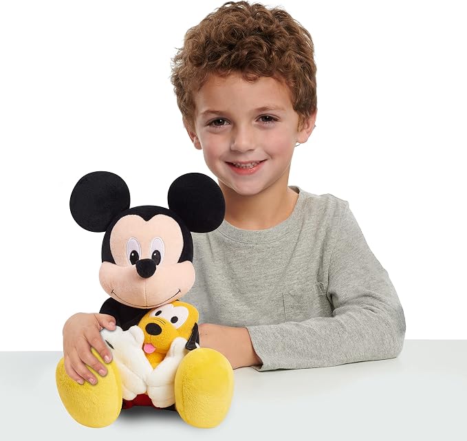 Disney Classics Lil Friends Mickey Mouse and Pluto 11.5-inch Large Plushie Stuffed Animal, Kids Toys for Ages 2 Up by Just Play