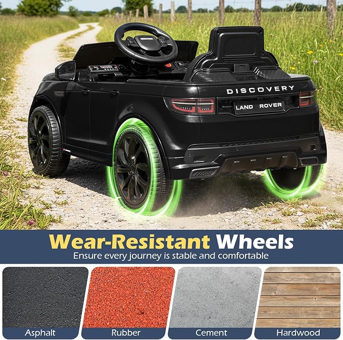 Costzon Ride on Car, Licensed Land Rover Discovery Sport Electric Vehicle, 12V Kids Car with Parent Remote Control, Music, Horn, Song, Gift for Aged 3+ (Black, 38” x 24” x 17”(L x W x H))