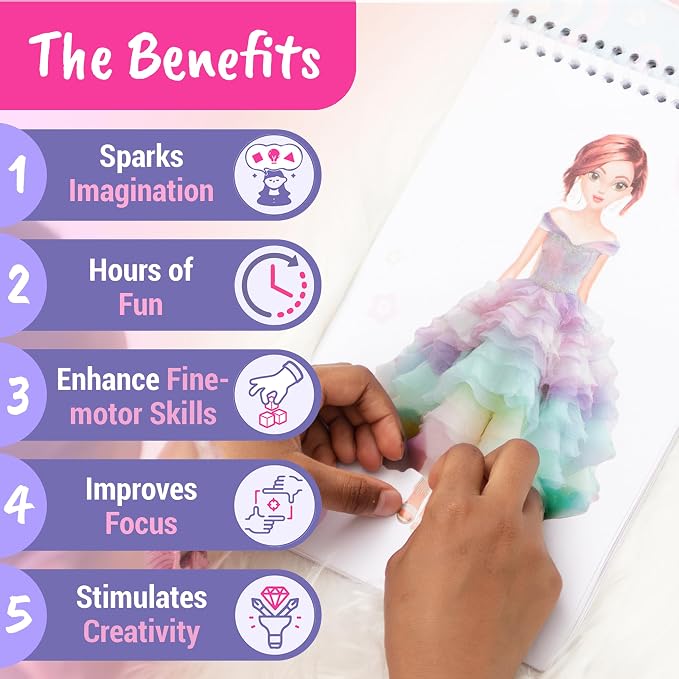 BSCOOL Fashion Runway & Sticker Dress Up Activity Book 2-Pack for Girls Ages 5+ – 200+ Stickers – Paper Doll Fashion Design Books – Creative Birthday Gift for Kids