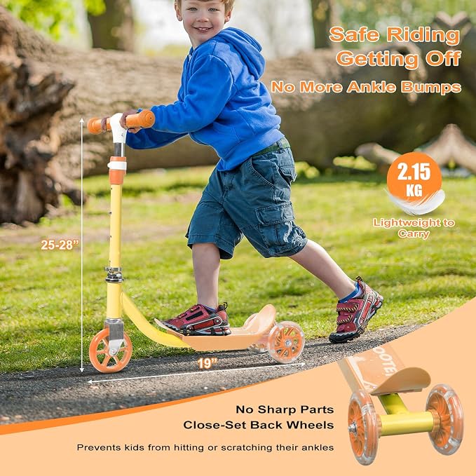 Kids Scooter: LED Lighted 3 Wheel Scooters for Kids 2-5,3 Adjustable Height Handlebar, Anti-Slip Deck,Heavy Duty Metal Scooters for Boys Girls Ages 3-5, up to 110 Lbs,Toddler Kick Scooter 2 Year