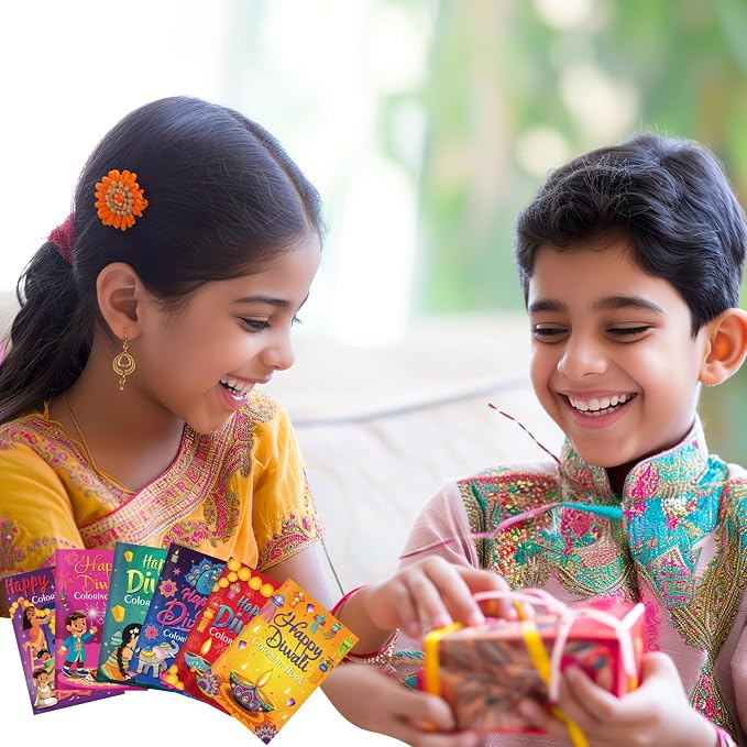 Cinrobiye 24 Set Diwali Festival Activity Set, Coloring Booklets with Stacking Crayons for Cultural Celebration, Party Supplies, Classroom Activity and Festival Event Favor