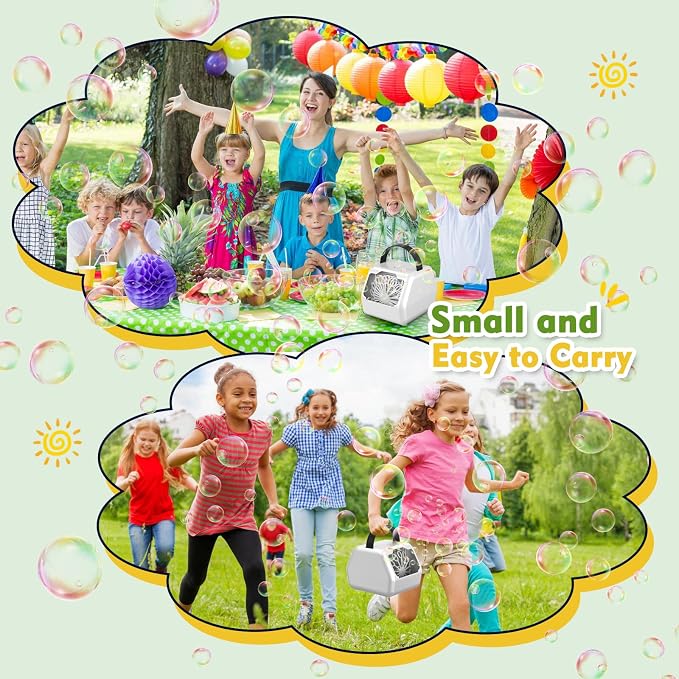 Portable Bubble Machine for Kids with 1800mAh Rechargeable Battery, 400ml Large Tank, Dual Speed Control & USB-C Charging, Indoor Outdoor Bubble Blower Party Toy
