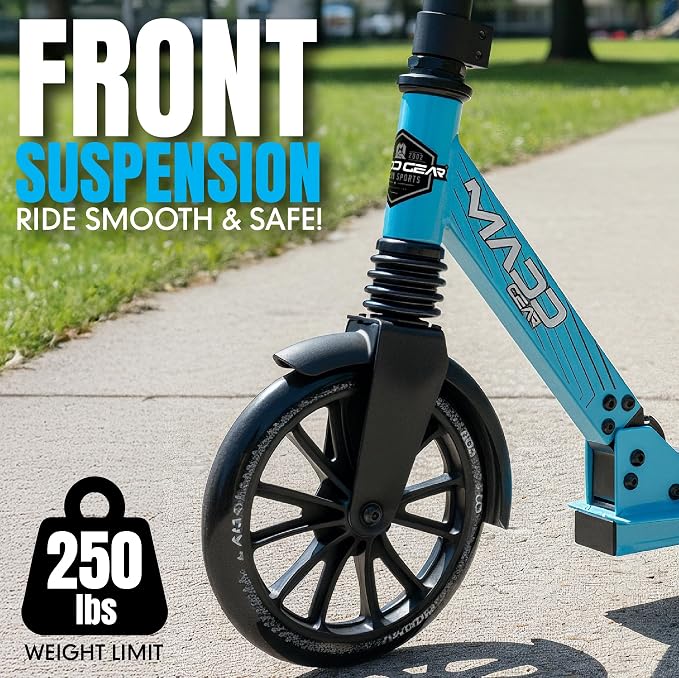 Kick Scooter for Kids, Teens & Adults - Lightweight Durable Frame, Smooth Ride, Sturdy Deck - Fun Rides for All Ages - Madd Gear