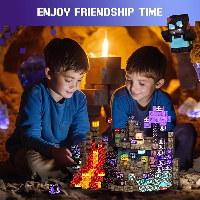 GobiDex Magnetic Blocks Building Toys STEM Sensory Toys for 3+ Year Old Boys Girls, Game-Based Build Magwonder Cave World with Zomblock, Magnet Construction Gift for Birthday