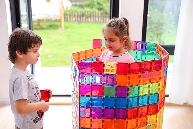 MEGAGONTILES 110PCS Premium Magnetic Tiles Set | STEM-Authenticated Magnetic Building Blocks | Educational Construction Toy for Kids Ages 3–8 (Boys & Girls)