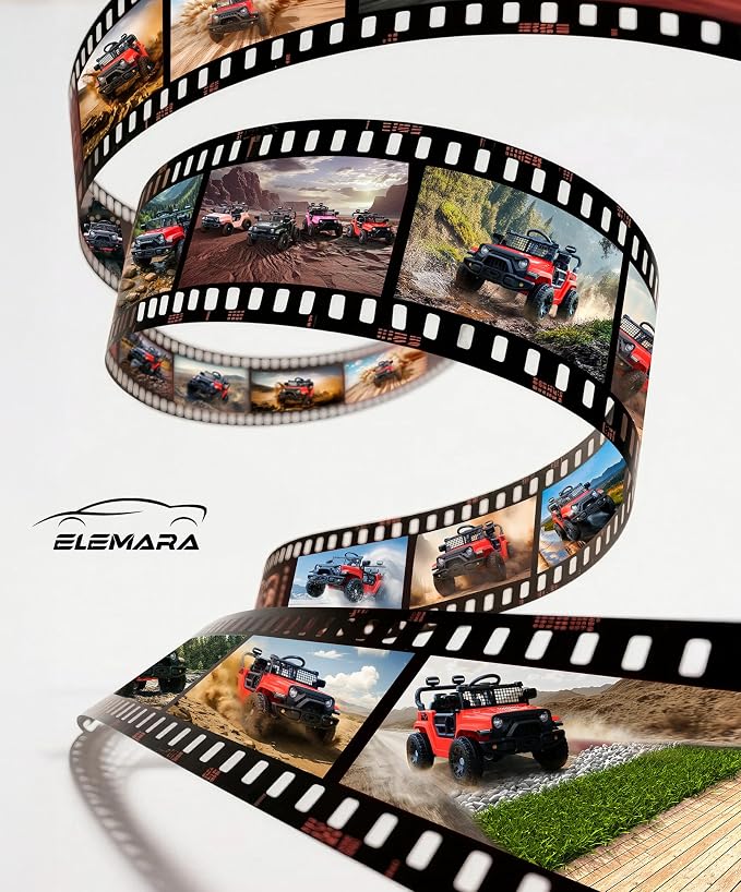 ELEMARA Ride on Toys for Kids, 3.5 mph Ride On Car for Toddlers, 12V Battery Operated Car w/Bluetooth, Remote, LED Lights, Toddler Electric Car to Drive, 3 Speeds Electric Vehicles for Child- Red
