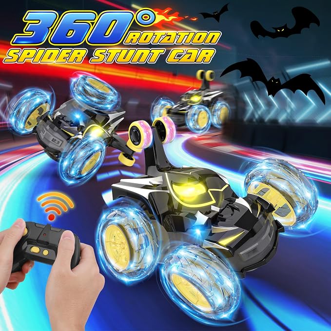 Mafbeanl Remote Control Car Stunt RC Cars 360° Rotating with 2.4GHz Rechargeable Wheel Lights Toys Car Gift for Boys 3 4 5 6 7 8 9 10 11 12 (Black)