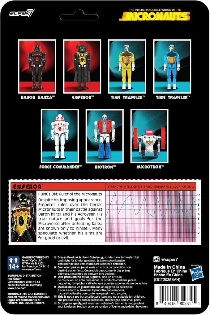 Super7 Reaction+ Micronauts Emperor - 4" Micronauts Action Figure with Accessories - Classic Sci-Fi Collectibles and Retro Toys