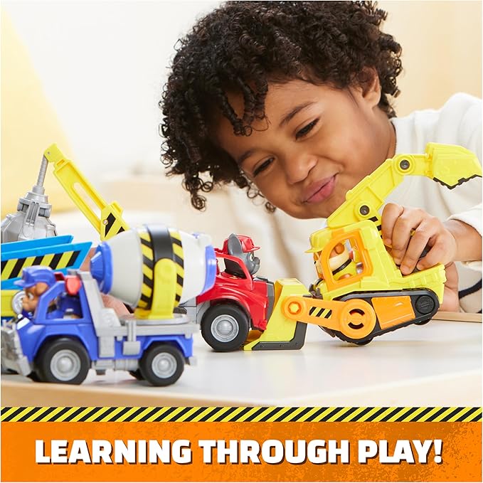 Rubble & Crew, Mix’s Cement Mixer Toy Truck with Action Figure and Movable Construction Toys, Kids Toys for Ages 3 and Up
