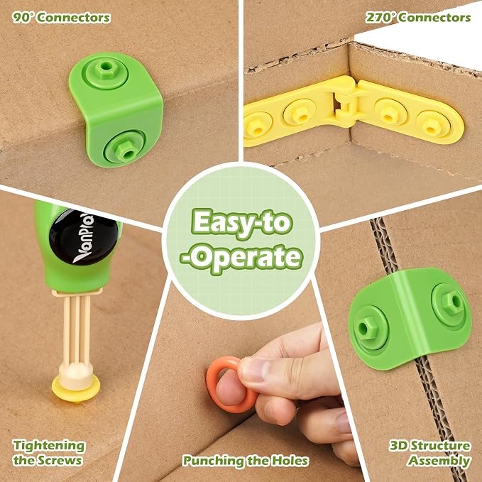 Vanplay Cardboard Cutter for Kids - Cardboard Tools for Kids, Cardboard Cutting Tool Set with Fold-Roller & Gloves, STEM Educational Construction Toys Gift for 5-9 Year Old Boys Girls