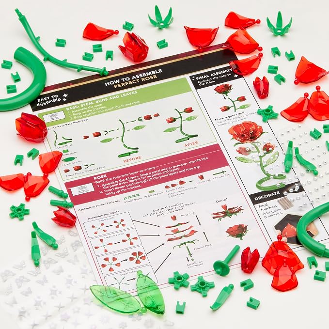Crystal Gem Creations Rose Flower Kit by RoseArt, 62+ Pieces, Great for Adults, Tweens and Children Ages 8+