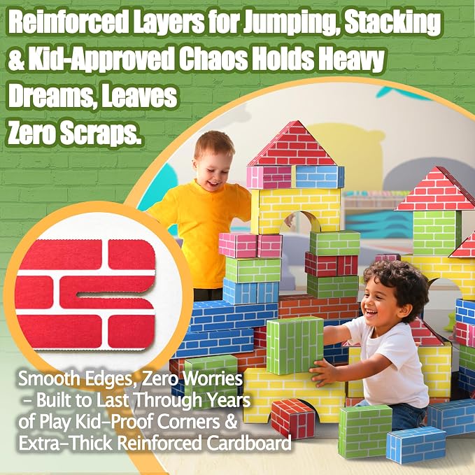 Cardboard Building Blocks for Kids 26pcs: Jumbo Gifts Heavy Duty Develop Creative Thinking Spatial Reasoning Easy to Assemble