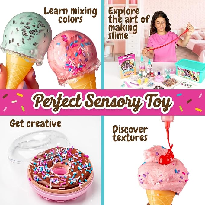Original Stationery Sweet Sprinkles Ice Cream Slime Kit for Girls Ages 7-12, DIY Slime Set to Create Sundaes, Donuts & Cupcake Slimes, Fun Creative Craft Toy, Birthday Gift for Kids
