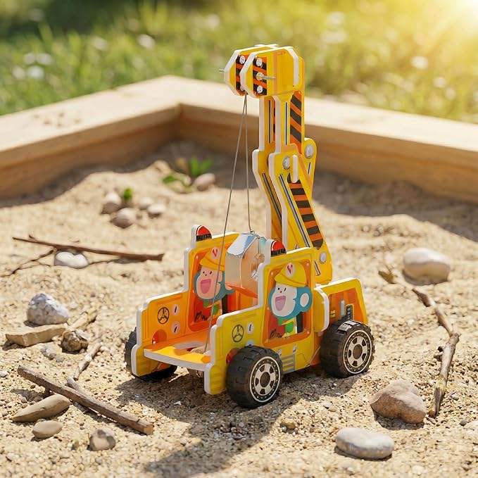 STEM Gravity Crane Science Experiment Kit, Kids DIY Pulley & Lever Physics Model, Learn Potential & Kinetic Energy Conversion, Build Hands-On Engineering Skills