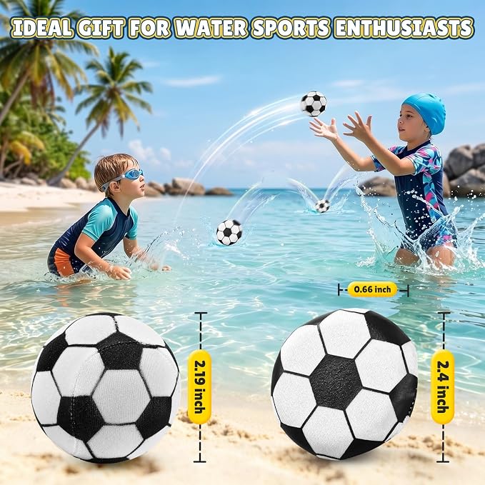 Water Skipping Ball Pool Water Toy, 3 Pack Water Bouncing Ball Soccer Design Skip Balls, Summer Beach Swim Toys Games for Kids and Adult Games