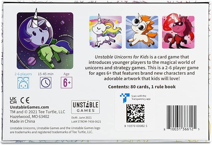 Unstable Games - Unstable Unicorns for Kids Edition Base Game - A strategic card game for Kids!