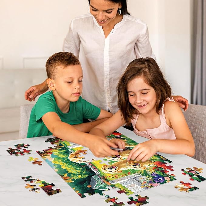 Jeacirio Puzzles for Kids Ages 4-6 6-8, 100 Piece Puzzles for Kids, Golden Retriever Dog Family Jigsaw Puzzle, Educational Puzzle Toys for Boys and Girls, Kids Puzzles Ages 5-8 8-10, 15 x 11 Inch