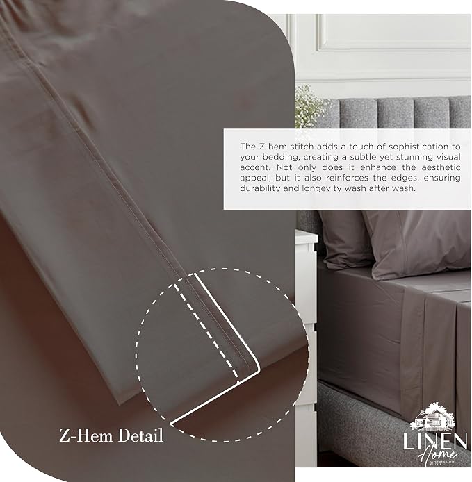 Linen Home 2-Pack King Sheet Set, 100% Cotton Percale Bedding, 8-Piece Value Bundle, Deep Pocket Cooling Bed Sheets for Hot Sleepers, Breathable & Crisp Hotel Quality, Long-Staple Cotton, Charcoal