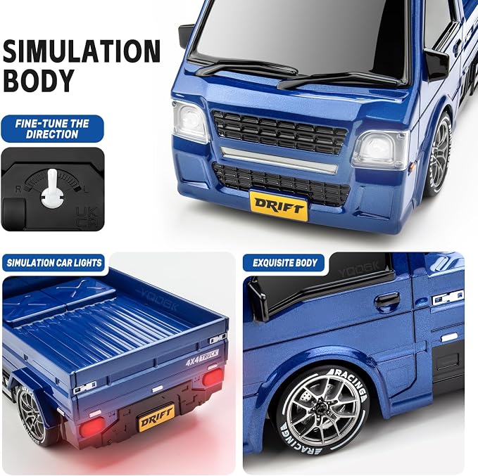 1/24 RC Drift Car, Remote Control Car, 2.4GHz 20KM/H 4WD High Speed RC Truck,Drifting Tires＆Two Batteries Racing Sports Toy Idea Gift for Boys Girls and Adults Kids